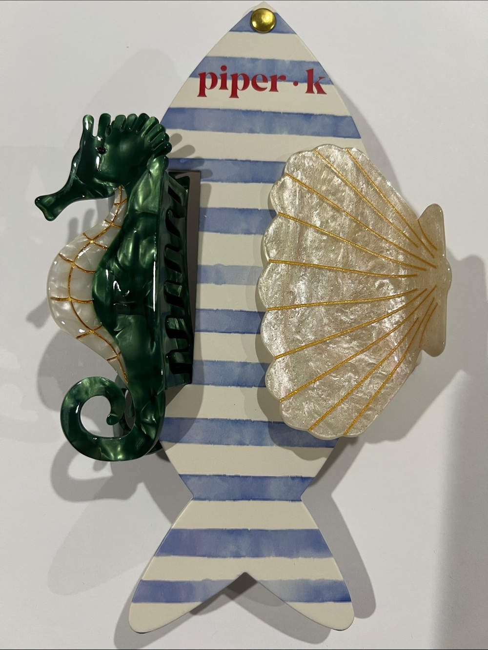 NWT Piper K Seahorse and Seashell Hair Claw Clips